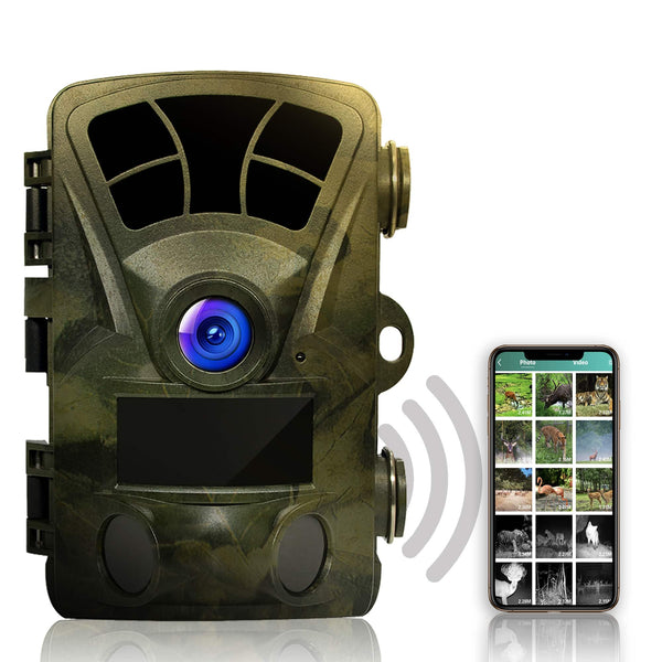 Rexing - H2 4K Wi-Fi Trail Camera with Ultra Night Vision for Hunting Games and Wildlife Monitoring - Green