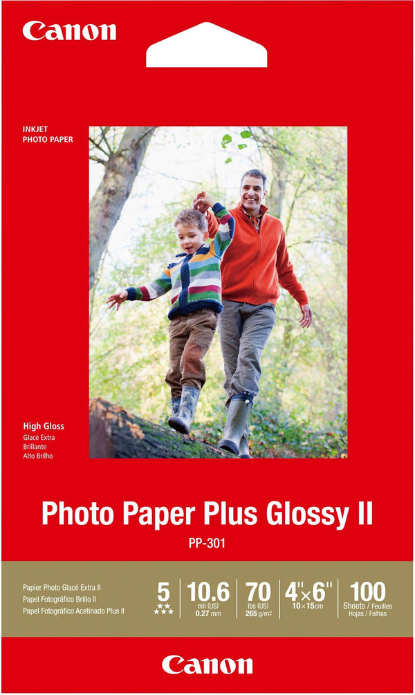 Canon - PP-301 Photo Plus II High-Glossy Photo 3.95" x 5.9" 100-Count Paper - White