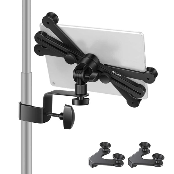 Neewer - Adjustable Tablet Holder with 360° Swivel Clamp, for iPad/Nexus/Galaxy - Black