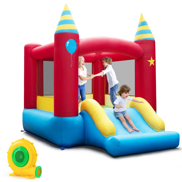 Costway - Inflatable Kids Jumping Bouncer Indoor Outdoor with 480W Blower - Multicolor