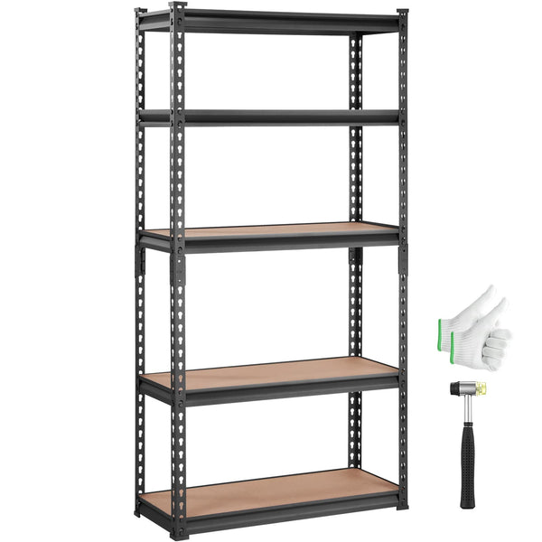 VEVOR - Storage Shelving Unit, 5-Tier Adjustable, 2000 lbs Capacity, Heavy Duty Garage Shelves Metal Organizer Utility Rack - Black