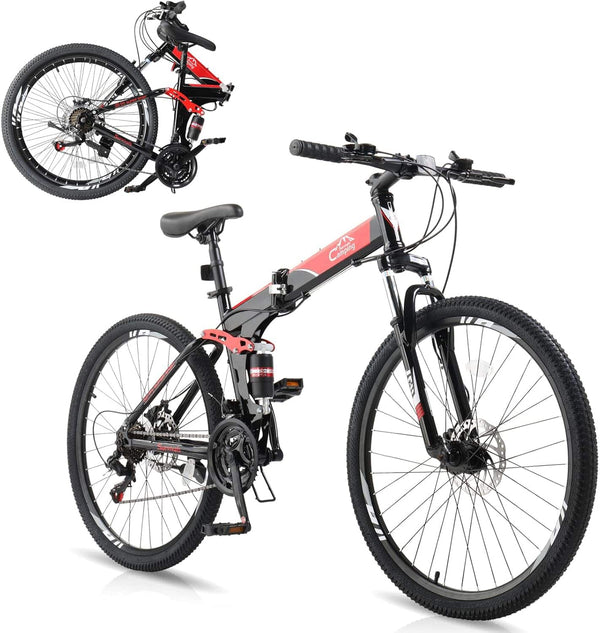Winado - 27.5 Inch Foldable Bikes for Adults 21 Speed Mountain Bike, Adult Bicycle with High Carbon Steel Frame - Black