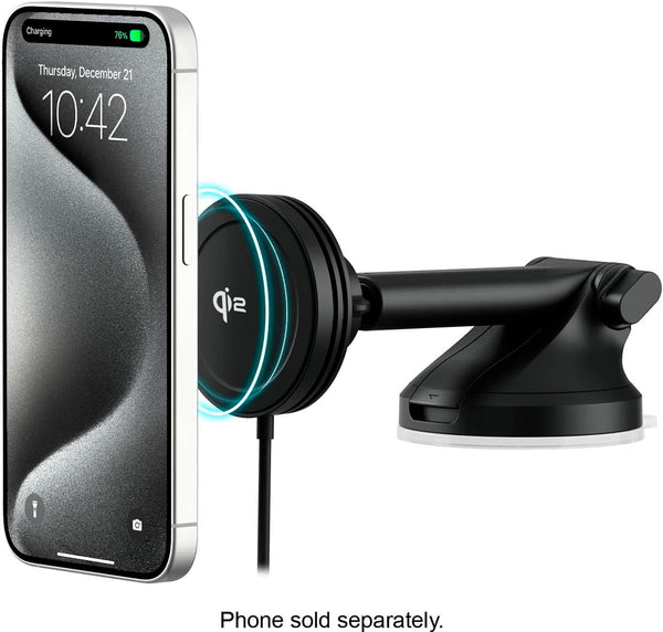 iOttie - Velox Qi2 Wireless Dashboard & Windshield Car Mount - Carbon Black
