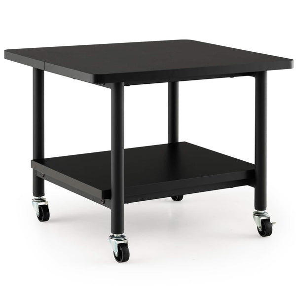 Gymax - Printer Stand w/ Storage Under Desk Printer Table w/ 4 Wheels - Black
