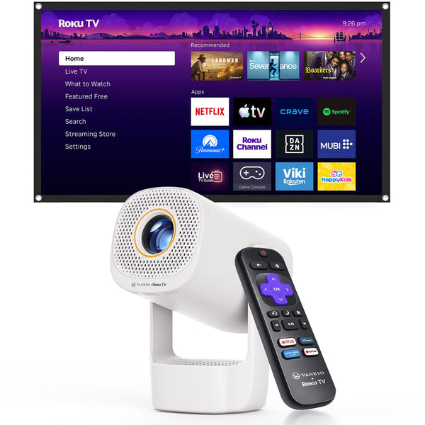 Vankyo - Leisure 3R Air Smart Projector with Built-in Roku TV - White