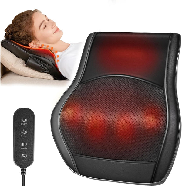 Core Tech - Shiatsu Neck and Back Massage Pillow with Heat, Bidirectional Rotation and Remote Control - Black