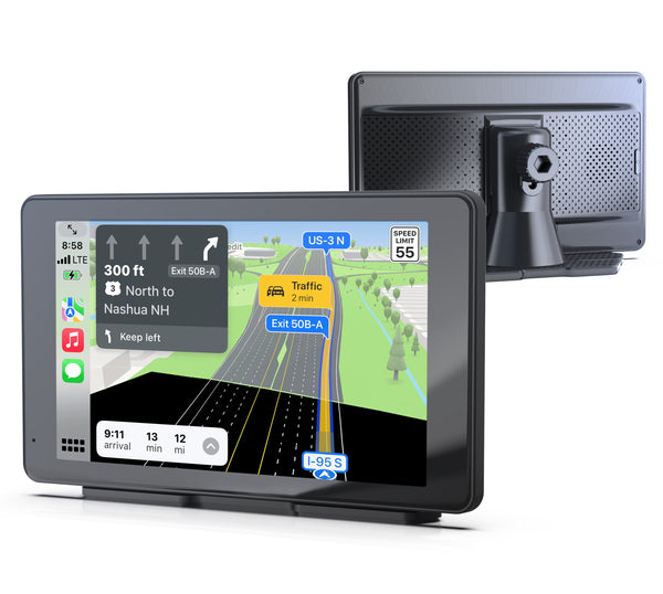 Rexing - 7" Wireless Touchscreen Display Adapter with Apple CarPlay & Android Auto - Black