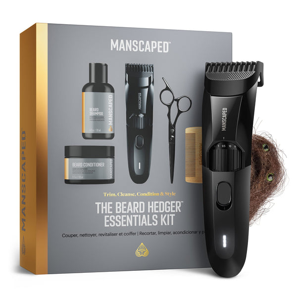 Manscaped - The Beard Hedger Essentials Kit SkinSafe Rechargeable Wet/Dry Trimmer, Facial Hair Shaving Gift Set - Black