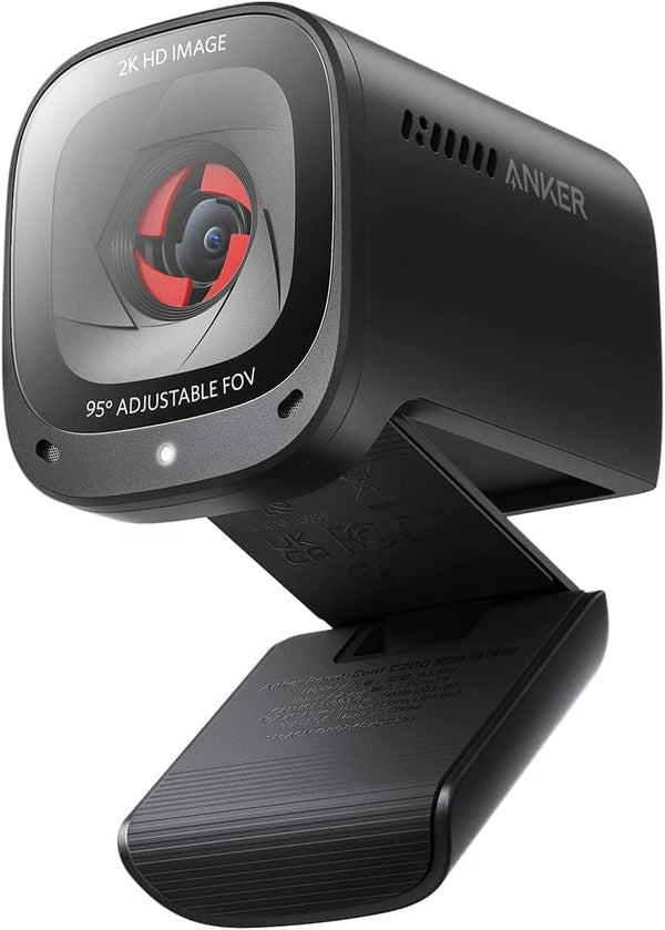 Soundcore - Anker PowerConf C200 2K Webcam for PC/Laptop/Mac, Computer Camera, Low-Light Correction, AI-Noise Canceling Mics - Black