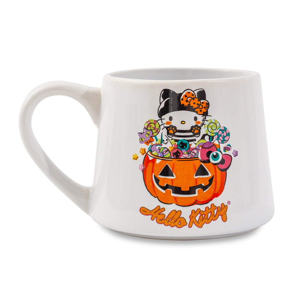 Silver Buffalo - Sanrio Hello Kitty Pumpkin Candy Burglar Tapered Pottery Mug | Holds 14 Ounces - Orange