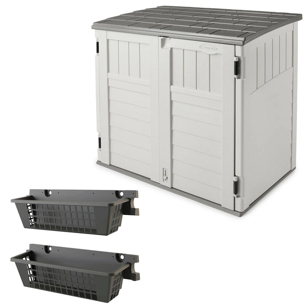 Suncast - BMS2500 Horizontal Outdoor Storage Shed, 2 Pack BMSBSKT2PK Basket, Black - Ivory
