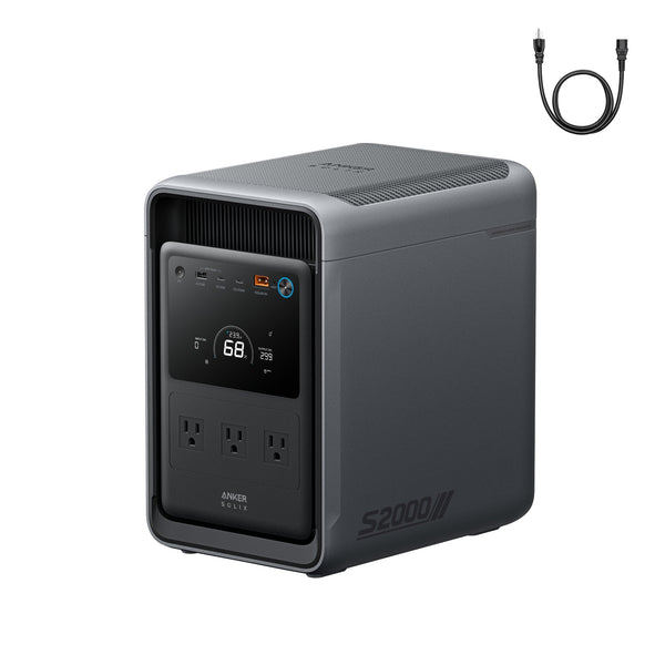 Anker - SOLIX S2000 Portable Power Station,2010Wh/Peak 3000W Battery Solar Generator/UPS for Emrgency&Home Appliance Backup (2010 Wh Capacity)