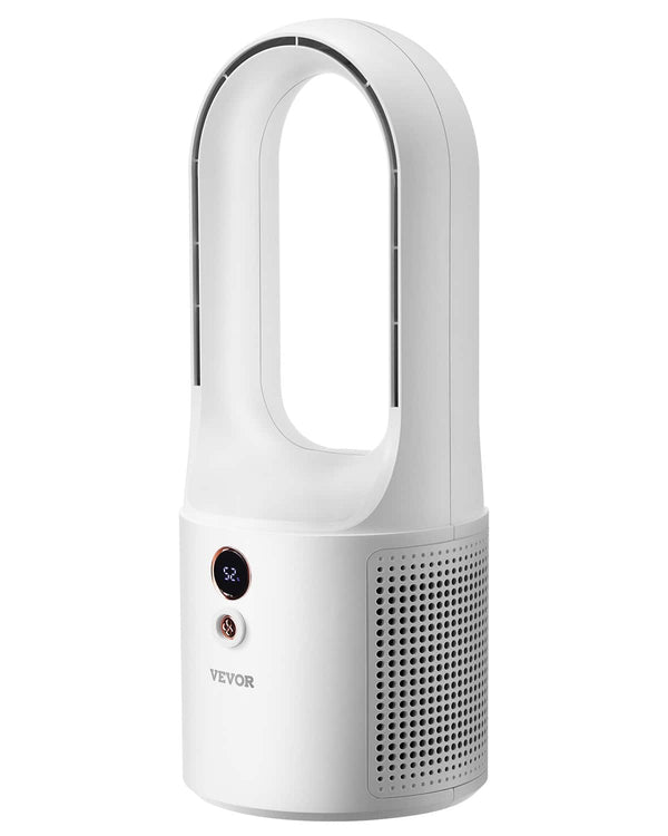 VEVOR - Desk Fan Bladeless, 12.99 Inch Portable Desk Fan, 6-Speed USB Quiet Cooling Small Tower Fan with Rechargeable Battery - White