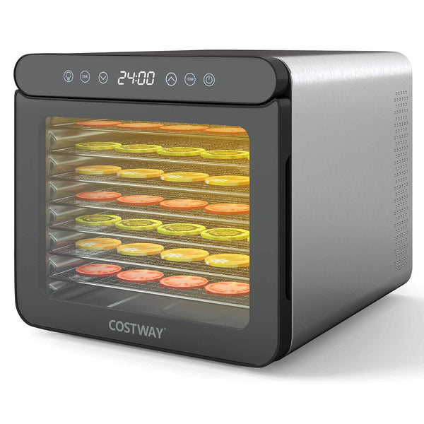 Costway - Food Dehydrator 7 Stainless Steel Trays Dryer with 1-24H Timer - Silver