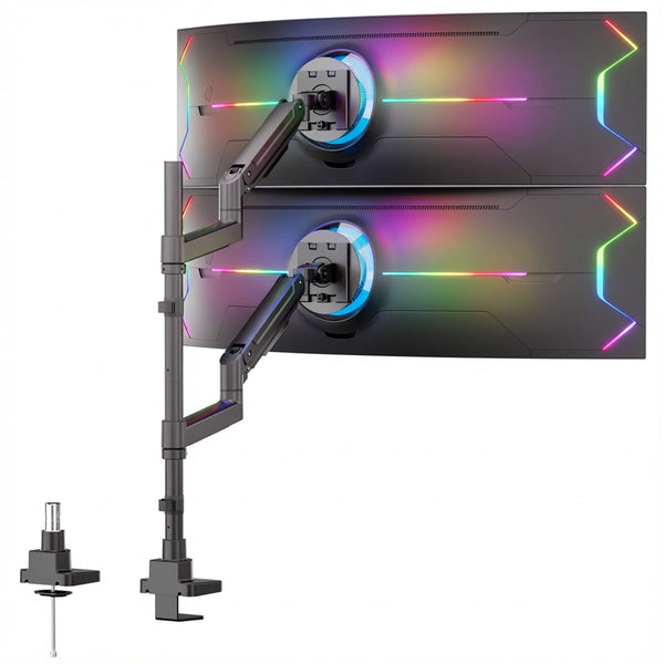 Mount-It! - Heavy-Duty Dual Stacking Monitor Mount for 24-49 Inch Ultrawide Screens, 44 lb Capacity - Black