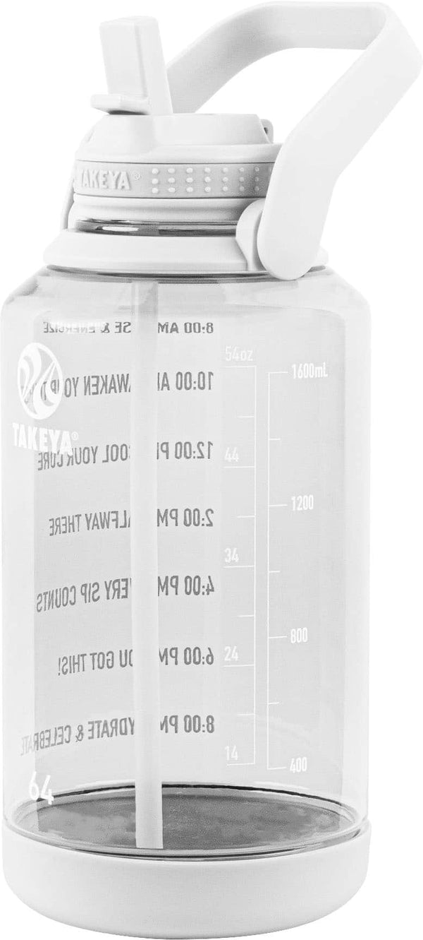 Takeya - Tritan 64-oz. Motivational Water Bottle with Straw Lid - Cloud White