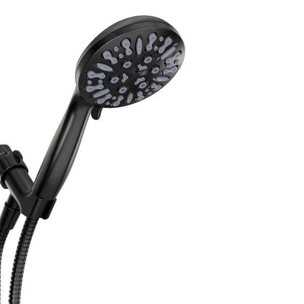 Akicon - High Pressure Handheld Shower Head 9-Setting with 60" Stainless Steel Hose 2.5 gpm - Black