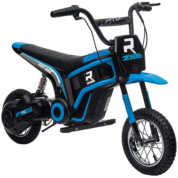 Aosom - Electric Dirt Bike with Twist Throttle, 24V 350W Off-Road Motorcycle, Up to15MPH with Brake, Music, Suspension for 13+