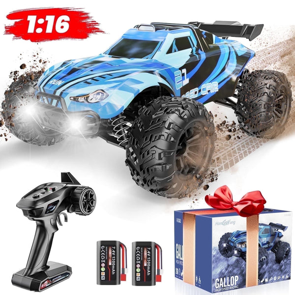 Loheer - 1:16 4x4 RC Car, 40+ km/h All-Terrain Off-Road Remote Control Truck, 40+ Min Runtime for Kids & Adults