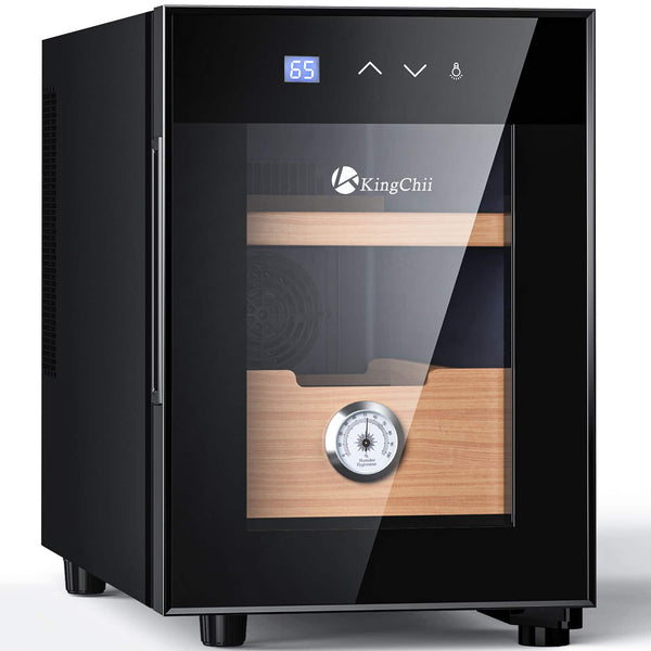 KingChii - 16L Electric Cigar Humidor, 100-Cigar Cabinet with Temp & Cooling Control - Black