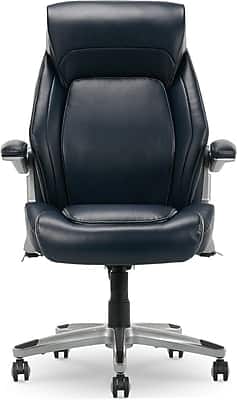 La-Z-Boy - Meyer Ergonomic Bonded Leather Swivel Executive Chair, (60082-NVY) - Navy