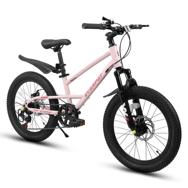 Anysun - 20 Inch Mountain Bike for Adults & Teens - 7 Speed, Front Suspension, Dual Disc Brakes, Carbon Steel Frame - White