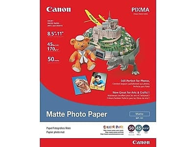 Canon - MP 101 Matte Photo Paper, 8.5" x 11", 50 Sheets/Pack - Bright White