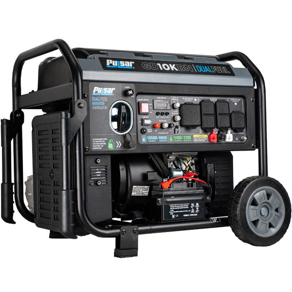 Pulsar - GD10KBN 10500W Dual Fuel Portable Inverter Generator Electric Start RV Ready with Wheel Kit Home Backup