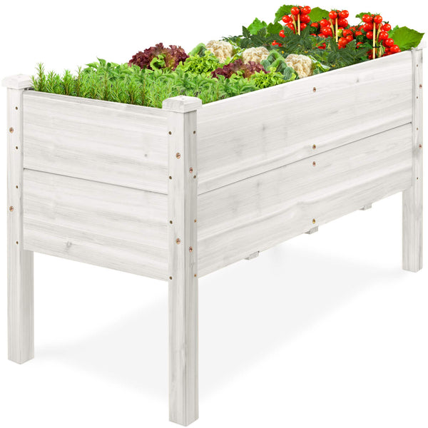 Best Choice Products - 48" x 24" x 30" Raised Garden Bed, Extra Deep 16" Depth, Elevated Wood Planter Stand - White