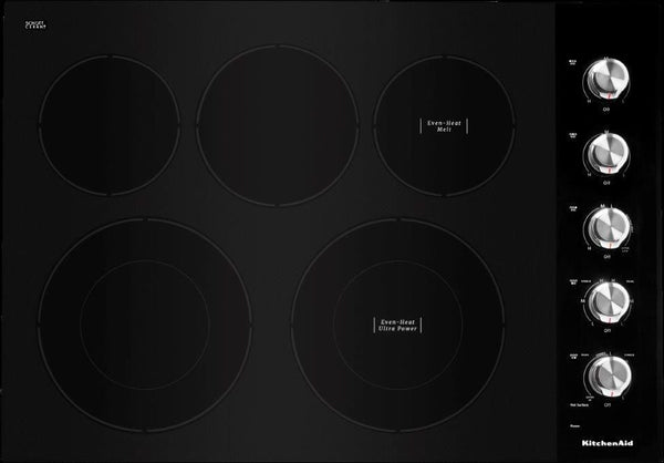 KitchenAid - 30 inch Wide 5 element Built-In Electric Cooktop - Black