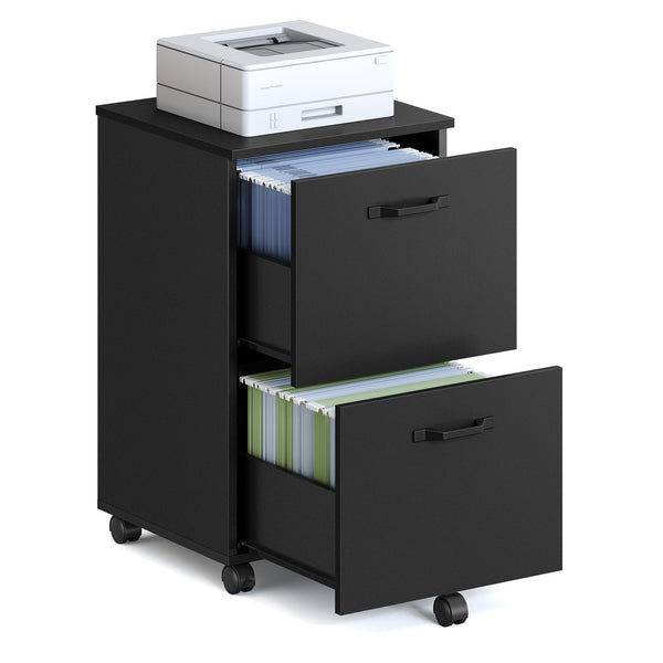 Songmics Home - 2-Drawer File Cabinet, Small Rolling Filing Cabinet for Home Office, Printer Stand, for A4, Letter-Size Documents - Matte Black