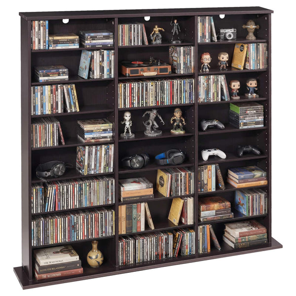 VEVOR - Media Storage Cabinet, 8-Tier DVD Shelf Organizer, 55.91 x 8.66 x 51.18 in Multimedia Storage Organizer for CDs, DVDs - Dark brown