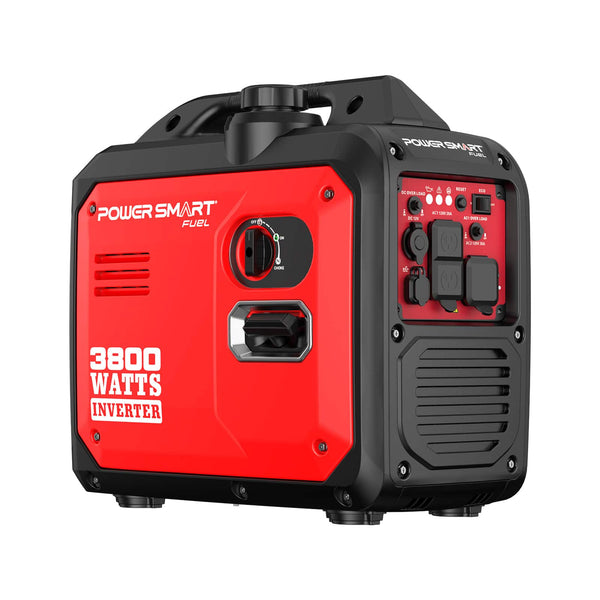 POWERSMART - 3800-Watt Portable Inverter Generator,Super Quiet 59dB Gas Powered Engine, Parallel Ready - Red