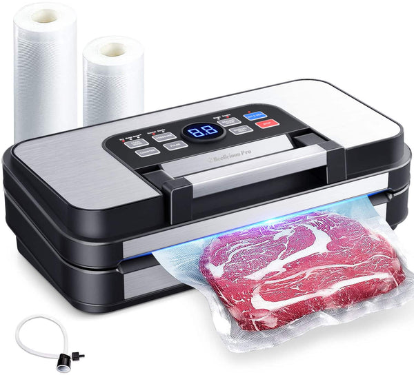Beelicous - 95Kpa Powerful Precision Pro Vacuum Sealer with Double Heat Seal & Double Pump - Blue