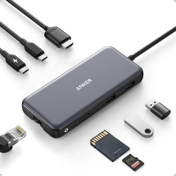 Anker - 555 USB-C Hub (8-in-1), with 85W Power Delivery, 4K 60Hz HDMI Port, 10Gbps USB C and 2 A Data Ports - Gray