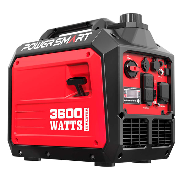 POWERSMART - 3600-Watt Portable Inverter Generator,RV Ready 30A Outlet,Parallel Capable for Camping Home Backup Use - Red