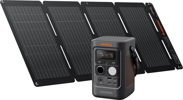 Jackery - Explorer 300D Portable Power Station with 40W Air Solar Panel Bundle for Outdoor Camping, Hiking, and Road Trips (288 Wh Capacity) - Black