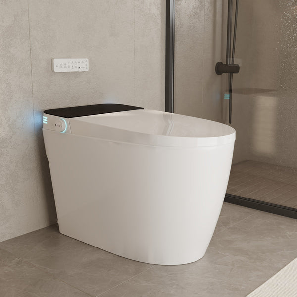TOTTE - Heated Smart Toilet with Auto Flush & Open/Close Lid, Adjustable Bidet, Warm Air Dryer, UV-Clean Nozzle - White