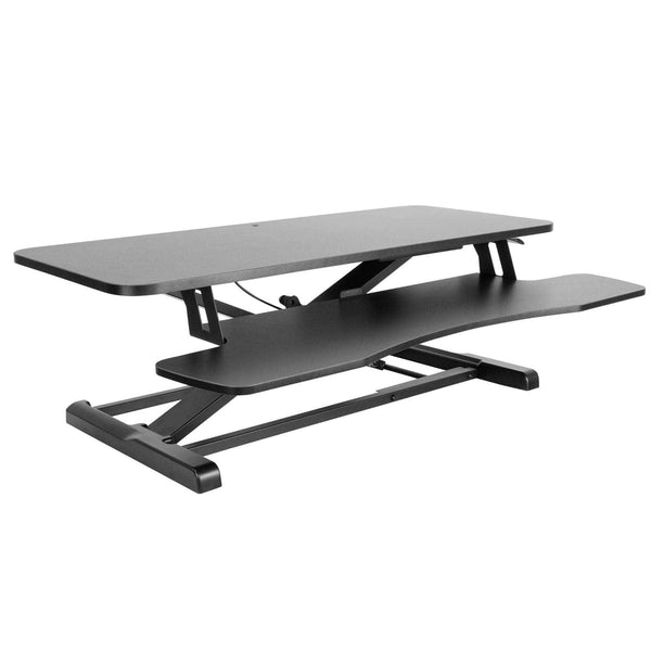 Mount-It! - Height Adjustable Dual Monitor Standing Desk Converter with Spacious Work Surface and Comfortable Sit‑Stand Use - Black