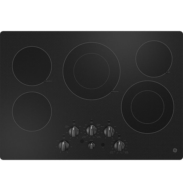GE - 30 in. Wide 5 Element Electric Built-In Cooktop with 2 Power Boil Dual Ring Elements - Black
