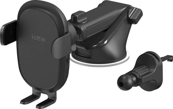 iOttie - Easy One Touch Wireless 3 Dash/Windshield & Air Vent Combo, Qi Fast Charging, One-Touch Mount - Black