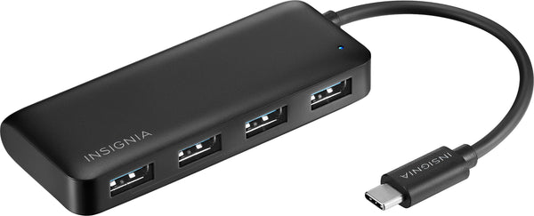 Insignia™ - 4-Port USB Hub with USB-C Connection - Black