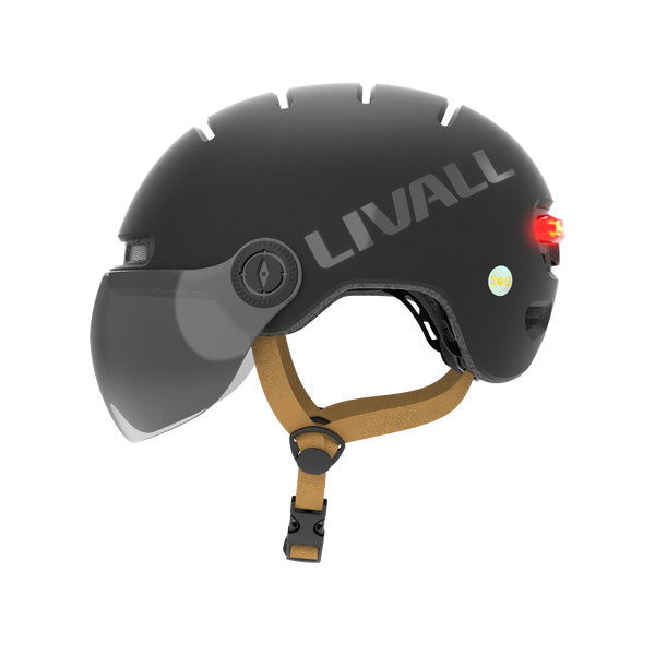 LIVALL - L23 Smart Bike Helmet, LED Lights & Removable Visor, NTA8776 E-Bike Certified, Fall Detection & SOS Alert - Large - Black