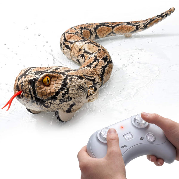 Veeniix - Amphibious Remote Control Rattlesnake Toy,Realistic Snake Toy with Rattle Sound for Pranks,Halloween Trick,Gift for Kids - Brown