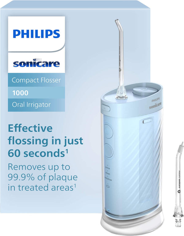 Philips Sonicare - Compact Flosser 1000, Portable Water Flosser with 3 Flossing Modes, Travel Friendly - Blue
