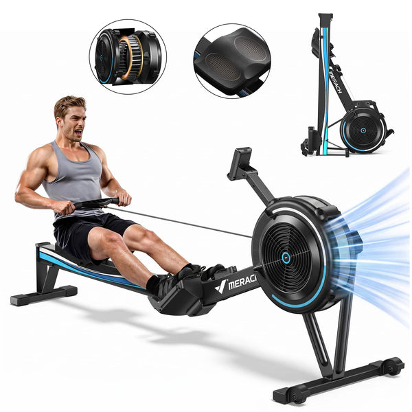 MERACH - NovaRow R50 Air Rowing Machine, Professional Air Resistance & Magnetic, Ergonomic Seat,440LBS, 90% Pre-assembled - Black