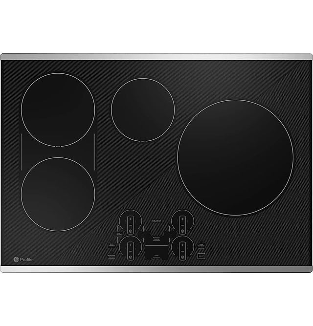Front. GE Profile - 30" Electric Built In Cooktop - Stainless Steel.