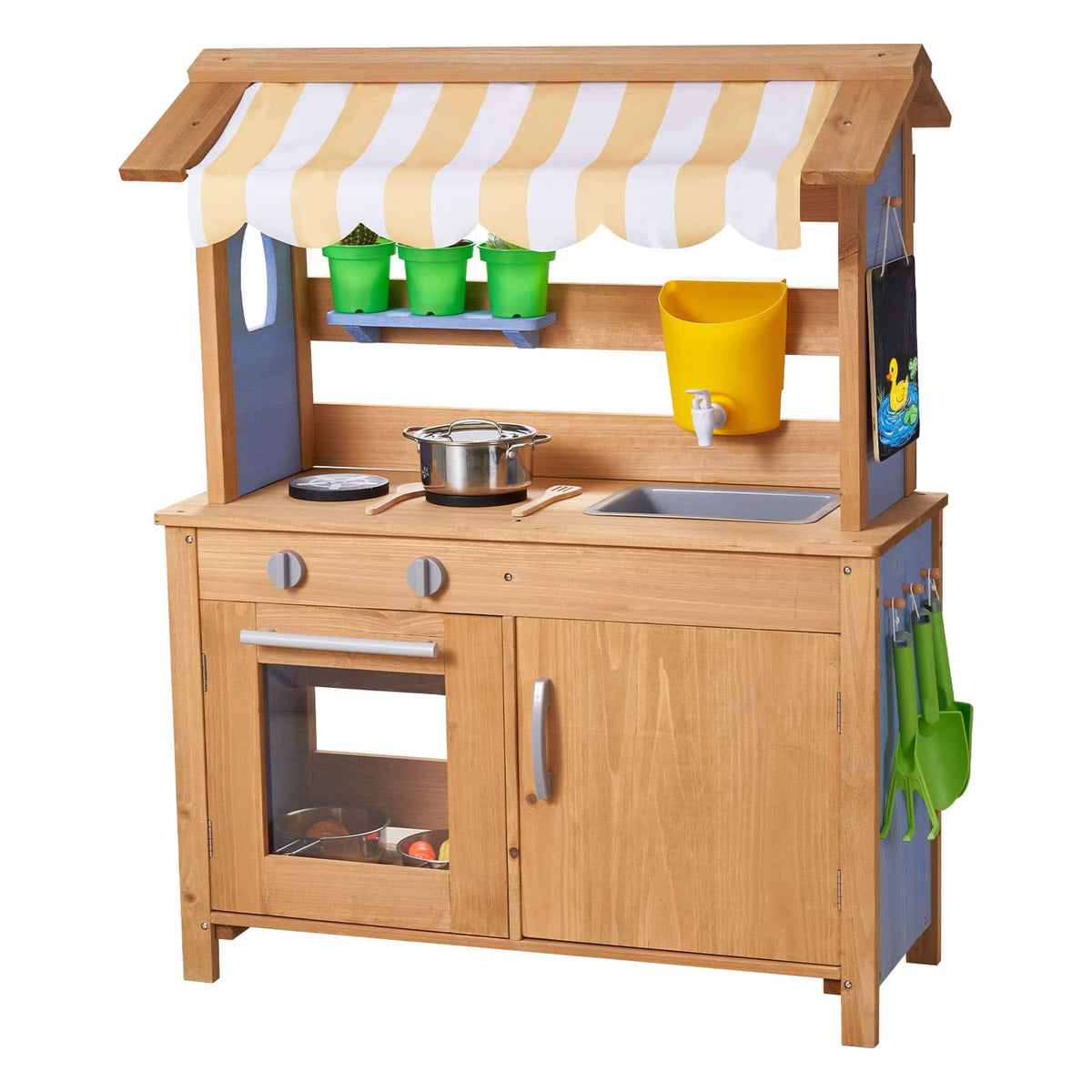 VEVOR - Mud Kitchen, Outdoor Mud Kitchen for Kids, Wood Outdoor Play Kitchens with Spoons, Sink, Tank, Sunshade Canopy, Shovels - Natural Fir