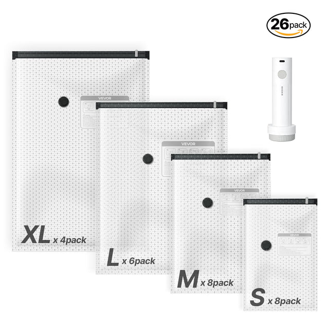 26 pack VEVOR  
XL x 4pack  
L x 6pack  
M x 8pack  
S x 8pack