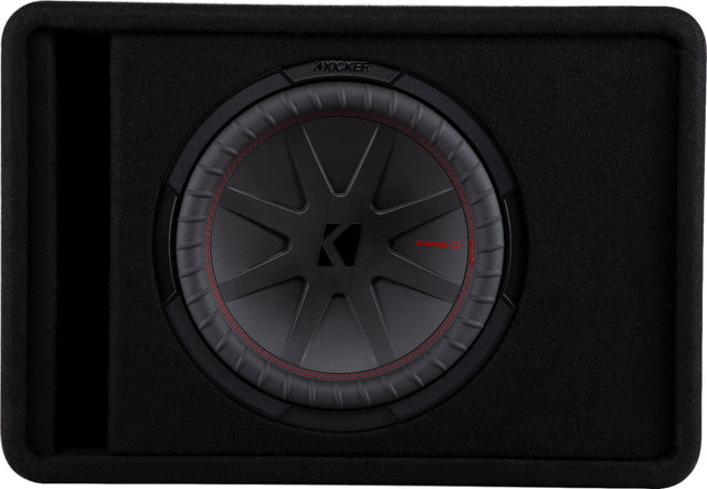 Front. KICKER - CompR 12" Dual-Voice-Coil 2-Ohm Loaded Subwoofer Enclosure - Black.